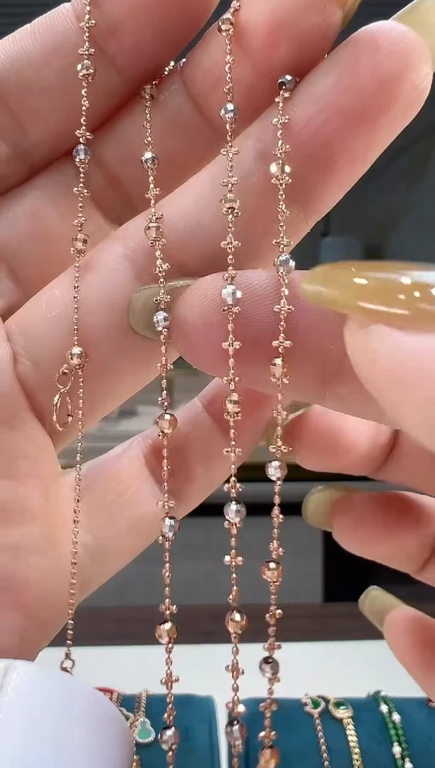 18K金项链双色间隔仙女链