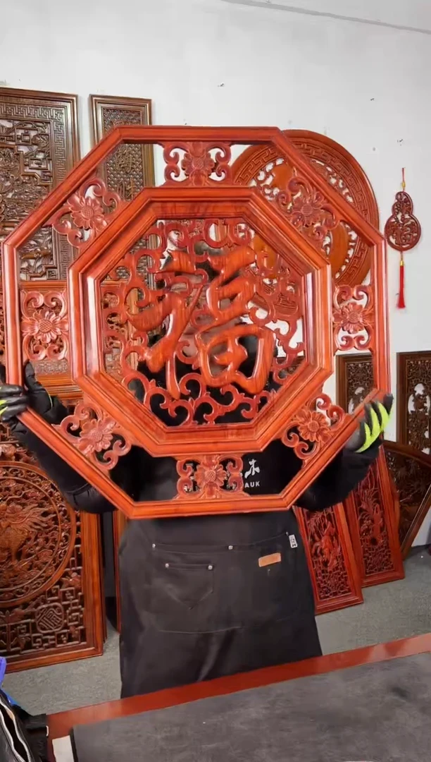 【闪购商品】香樟木木雕80公分  八角 福