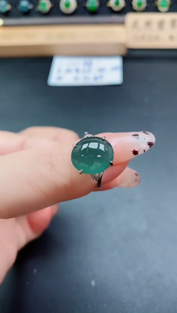 银S925镶嵌戒指翡翠1