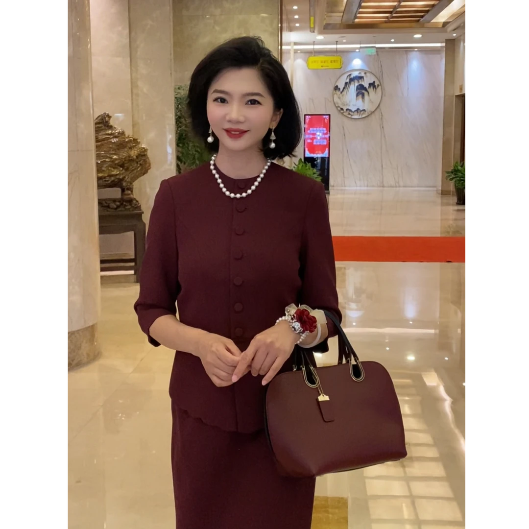 Y-3008连衣裙礼服遮肉显瘦减龄新中式气质轻奢修身礼服