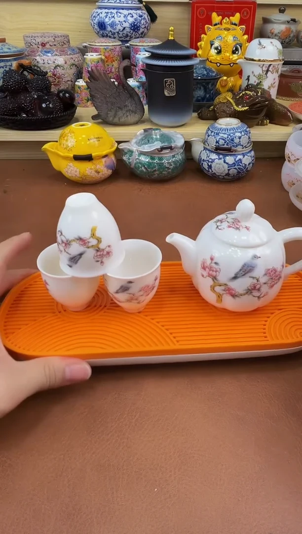 陶瓷茶具摆件旅行套组