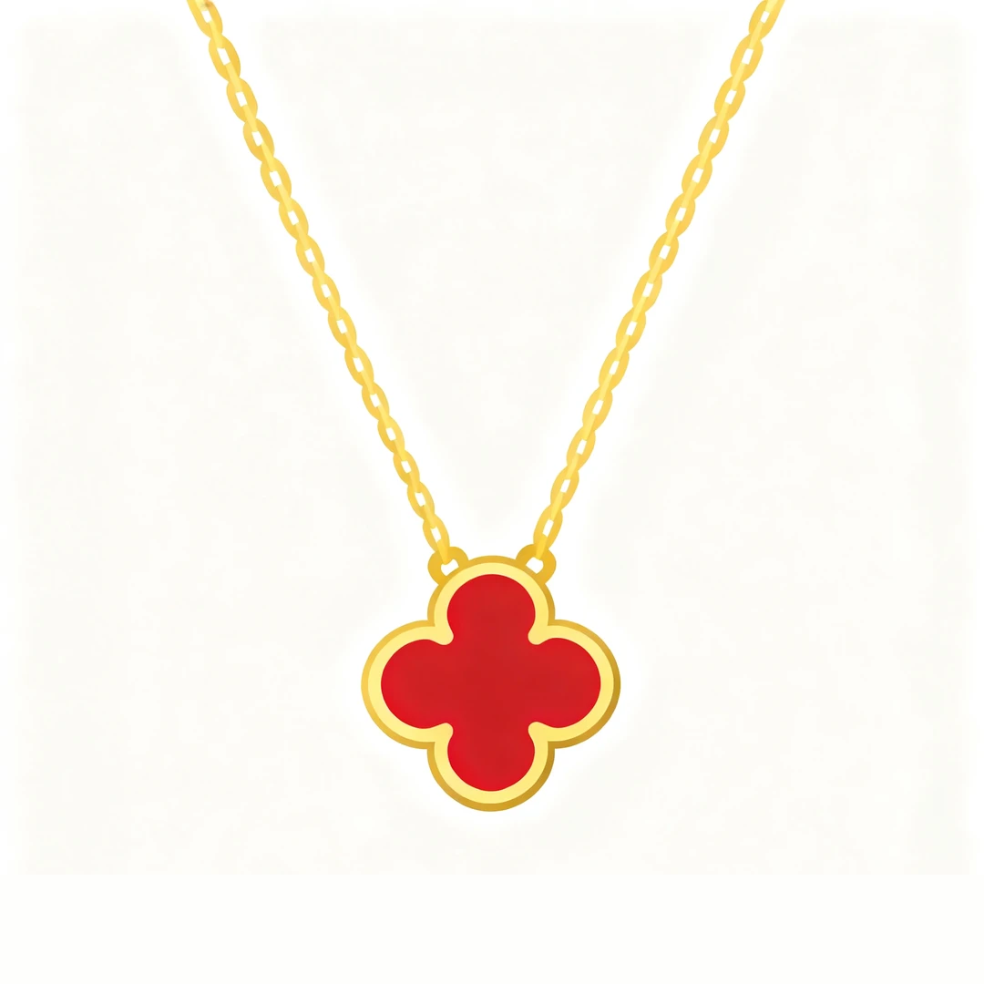 铜合金吊坠 【官方正品】Va*×四叶草项链红色黄金色Four flowers