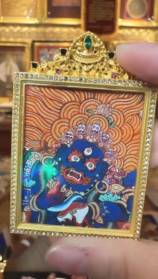 吊坠大黑天 热贡纯手绘唐卡