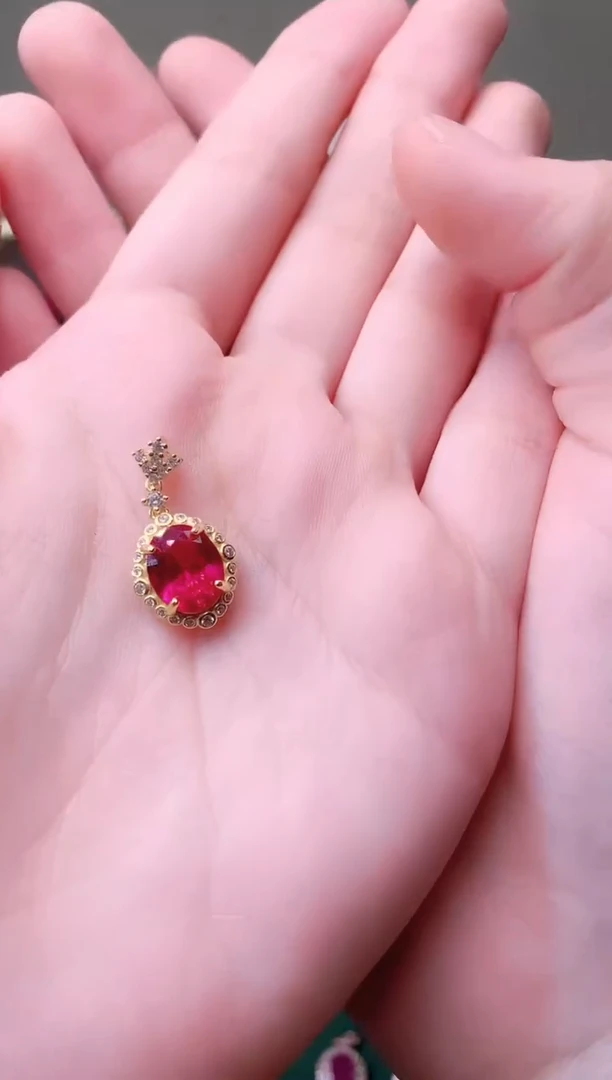 颈饰银S925镶嵌红宝石5241