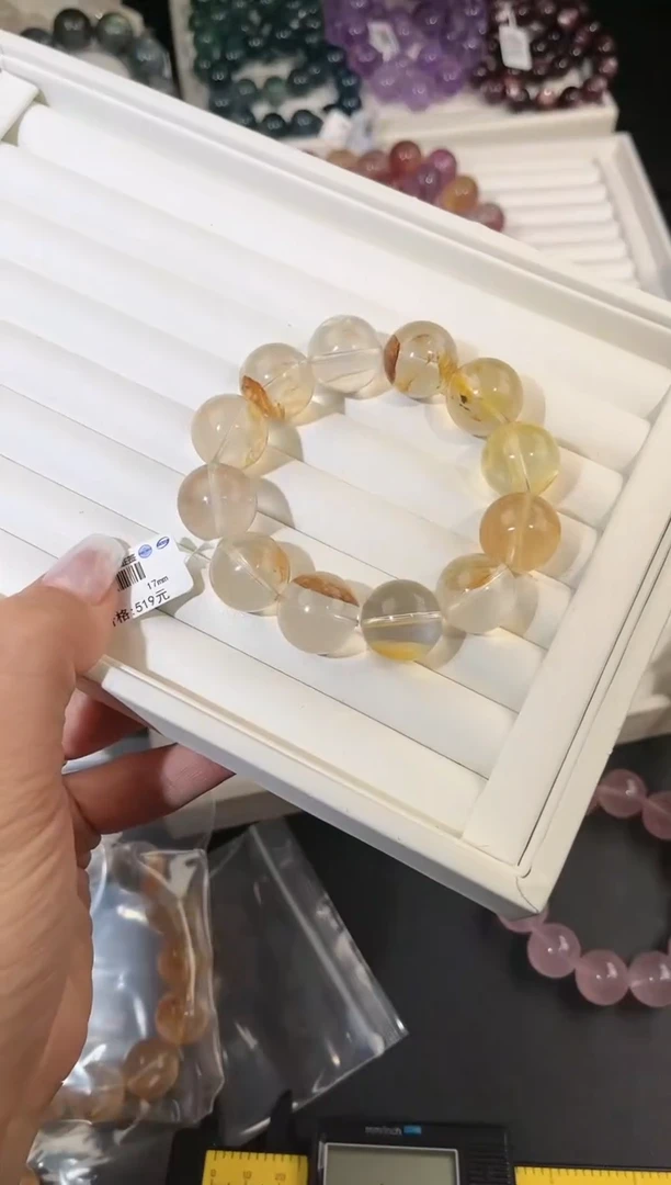 水晶手链未镶嵌多样性发一Q94黄胶花17mm