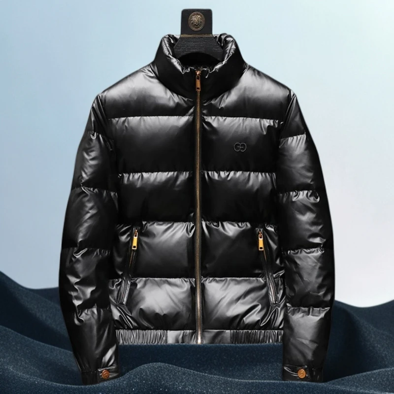 巴赛娜缇时尚立领羽绒服男士冬季新款潮牌轻薄短款白鸭绒外套男潮