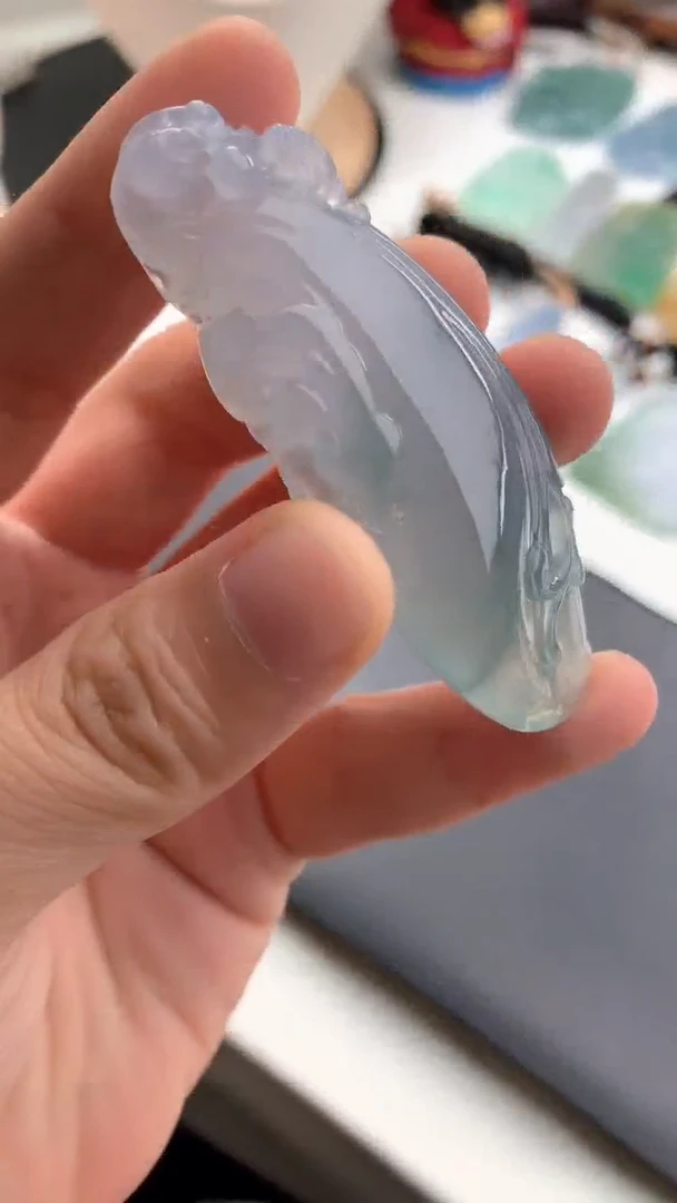 未镶嵌定制翡翠墨*玉兰花24小时鉴赏