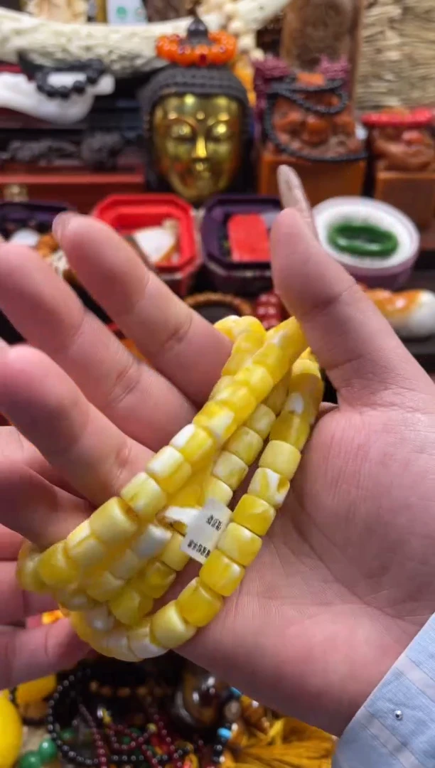 【闪购商品】蜜蜡颈饰未镶嵌黄蜜桶108