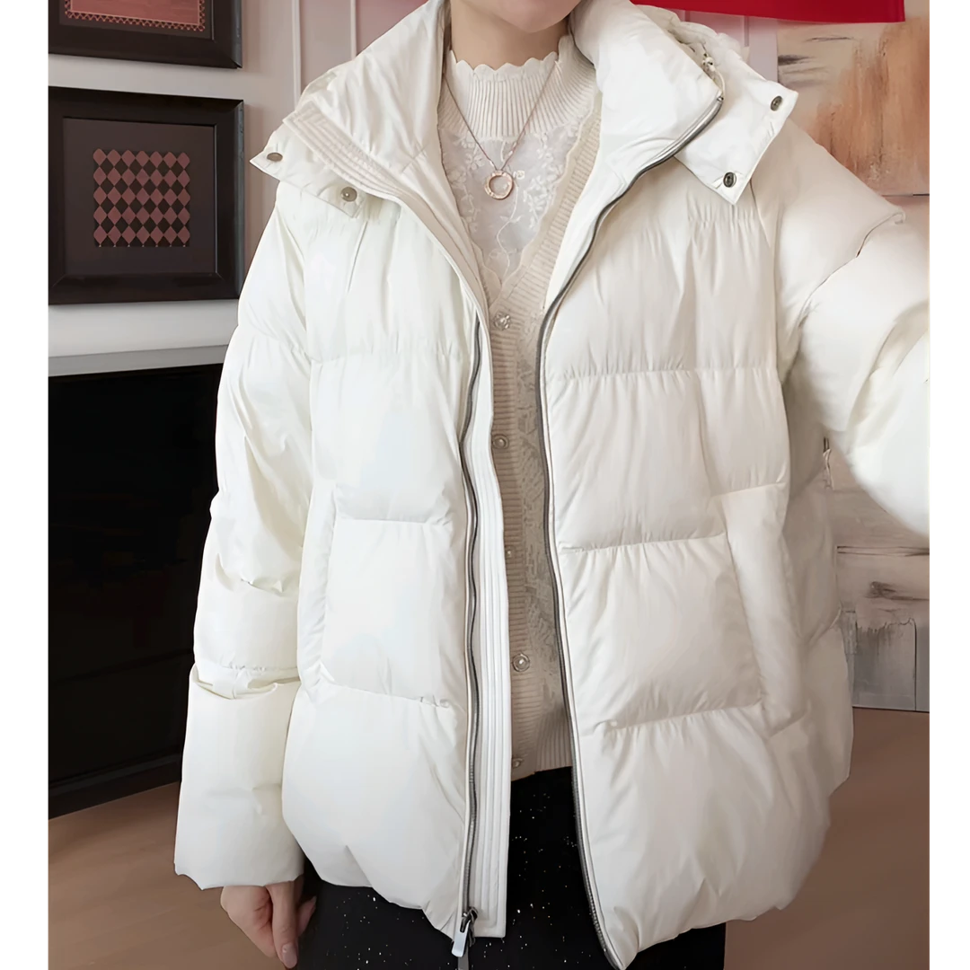 【YHH】冬季新款侧腰拉链帽子可拆卸连帽羽绒服-YHW5055