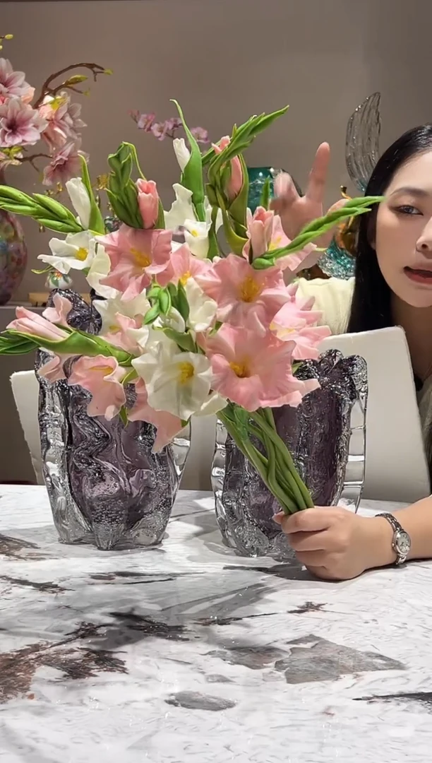 5支混色仿真剑兰花（3粉2白）
