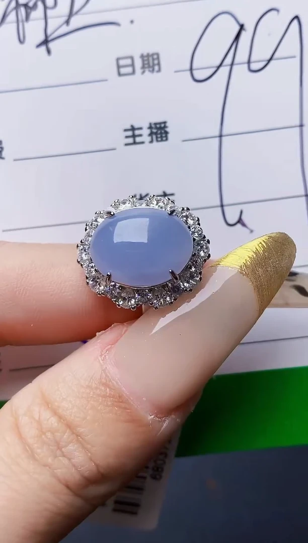 银S925镶嵌戒指翡翠3181