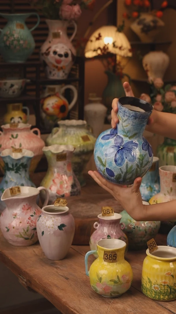 陶瓷景德镇设计师手作花器摆件侘寂风431