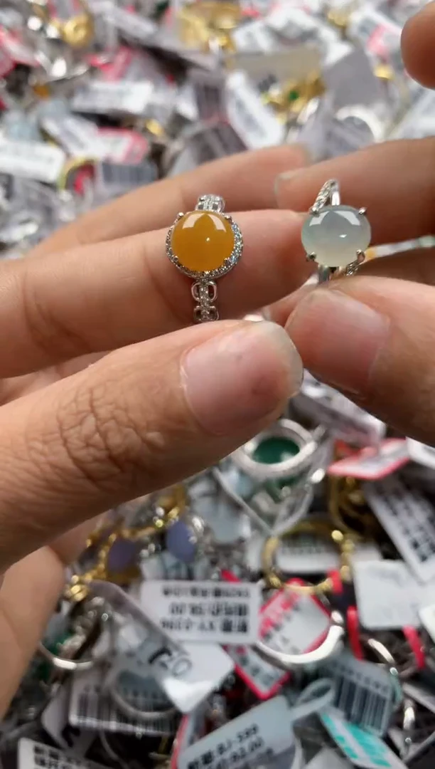 银S925镶嵌戒指翡翠999    1