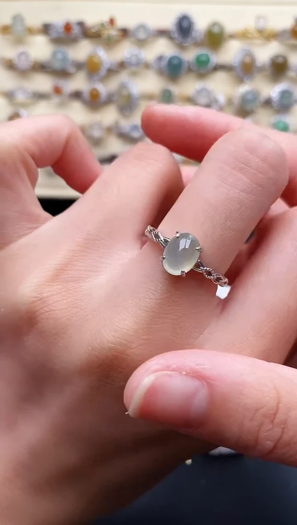 翡翠戒指银S925镶嵌2222222+2