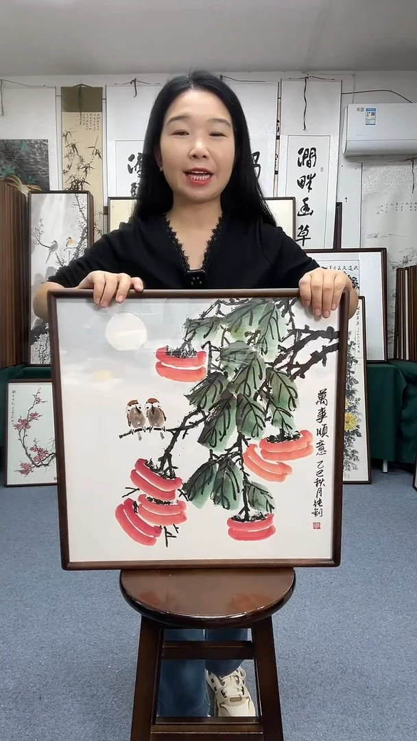 国画52*52实木画框京东包邮手绘