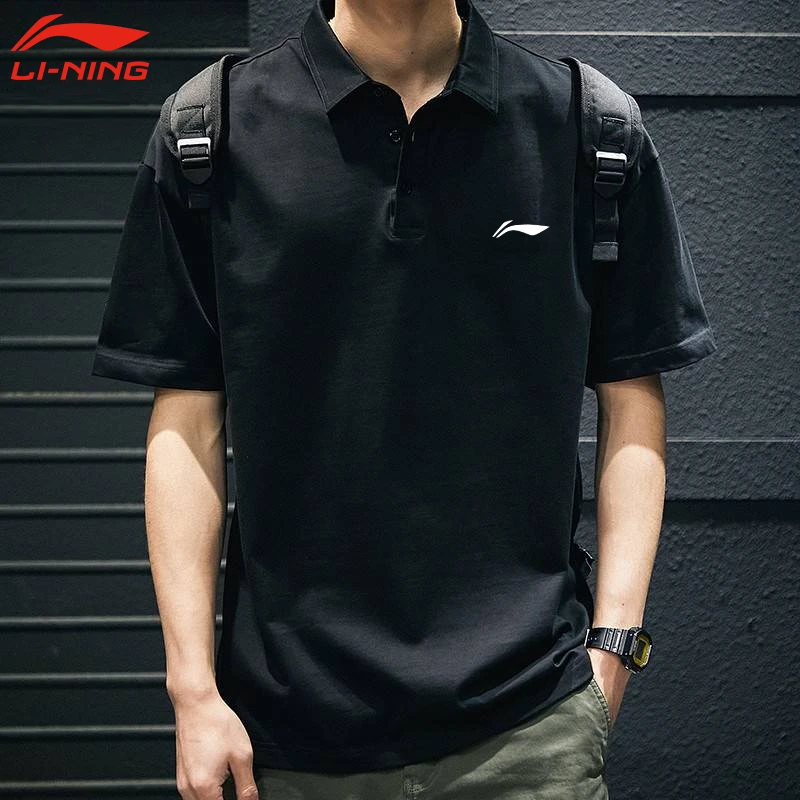 李宁POLO衫男夏季正品纯棉短袖上衣男款翻领商务休闲运动半袖T恤