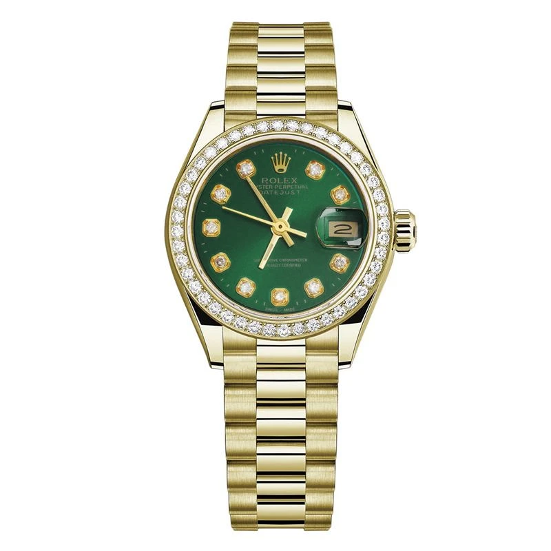 99新 Rolex/劳力士 女装日志型69178绿盘腕表/后钻/WHP033730
