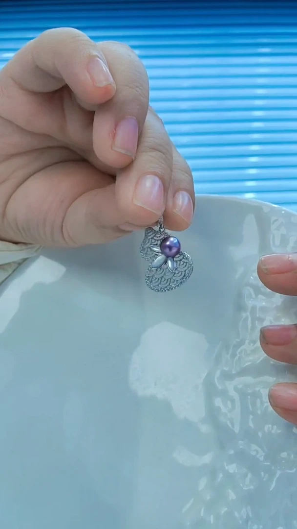 吊坠(不含链)银S925镶嵌淡水珍珠紫珠葫芦吊坠
