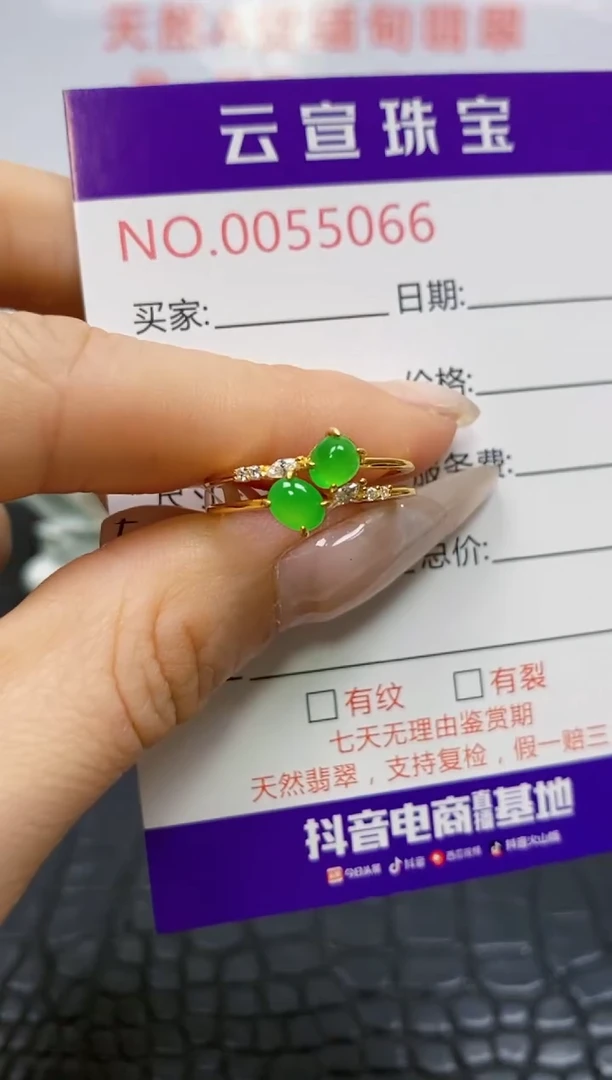 银S925镶嵌戒指翡翠叶**能/5066