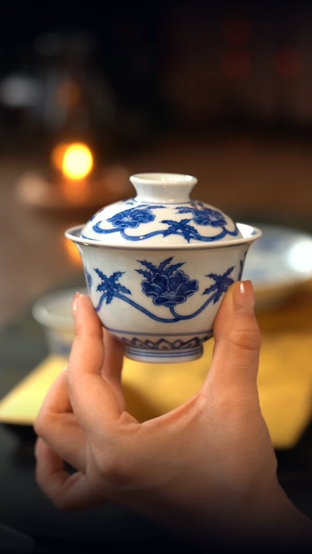见山烧 秋葵香韵盖碗