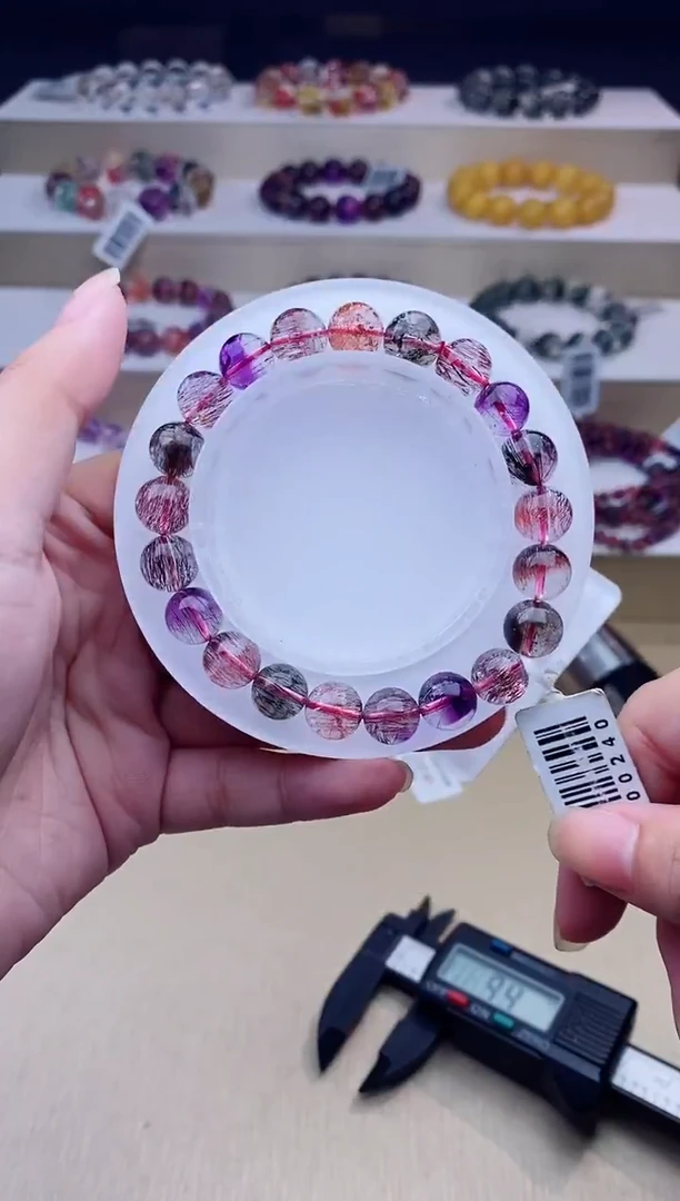 未镶嵌手链水晶黑加仑超七单圈9m+