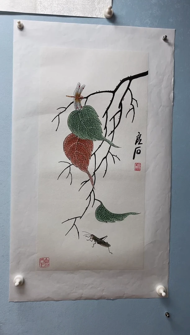 国画武天庆老师贝叶草虫