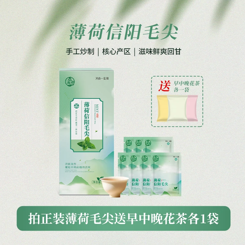 薄荷信阳毛尖特色茶饮清凉鲜爽便携袋泡茶21g