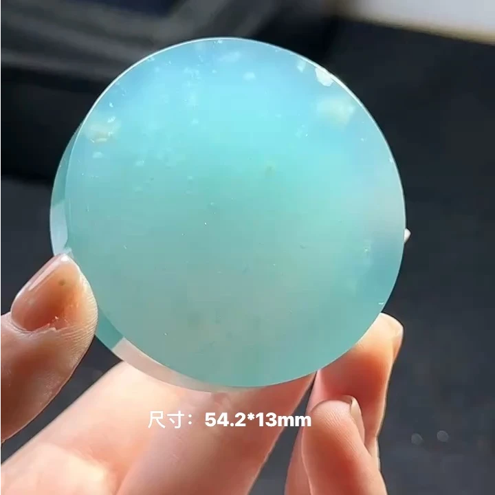 经鼎玉器【天空蓝雪花棉镯心】定制作品天然缅甸翡翠材料价