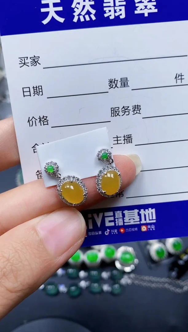 翡翠银S925镶嵌耳饰210