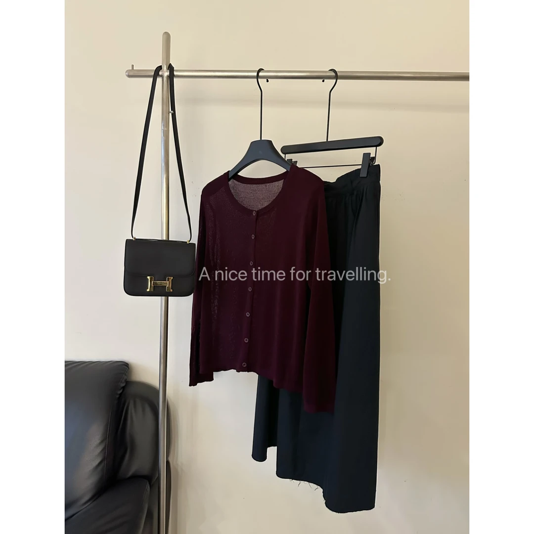 3299【圆领简约开衫】春夏新款针织衫宽松薄款女士基础上衣