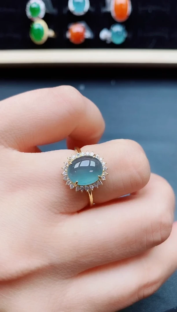 翡翠戒指银S925镶嵌805508