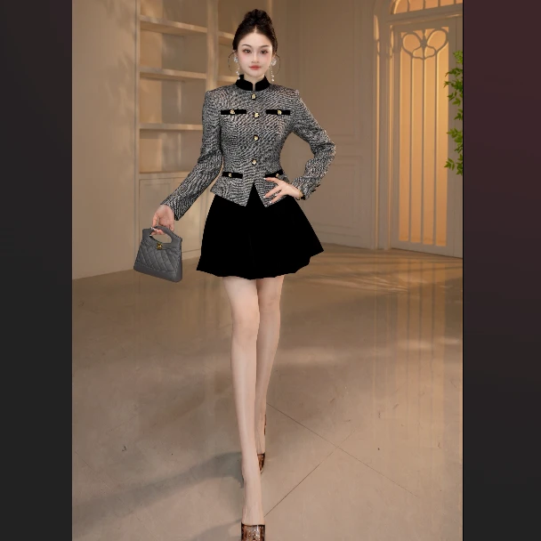 【显瘦定制】设计师新款法式千金风中裙小礼服轻职风名媛61340