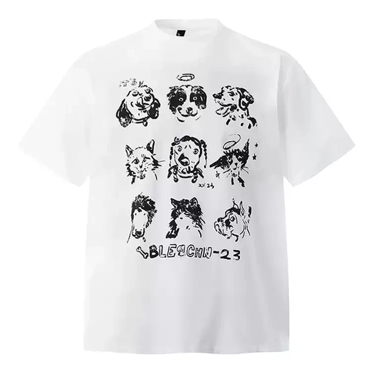 徐太浪美式印花高级感白色短袖T恤男女夏新款设计感宽松纯棉半袖