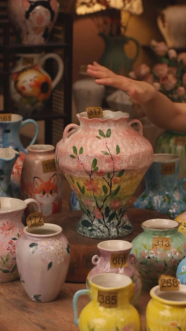 陶瓷317景德镇设计师手作花器摆件侘寂风