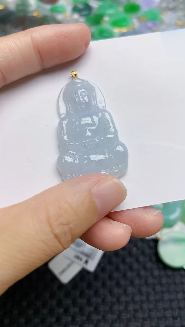 翡翠18K金镶嵌颈饰天然A货翡翠