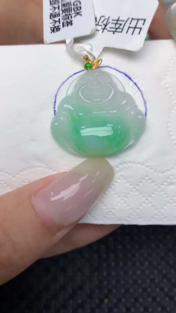 翡翠18K金镶嵌颈饰天然缅甸翡翠a货百元以上9元证书费自理