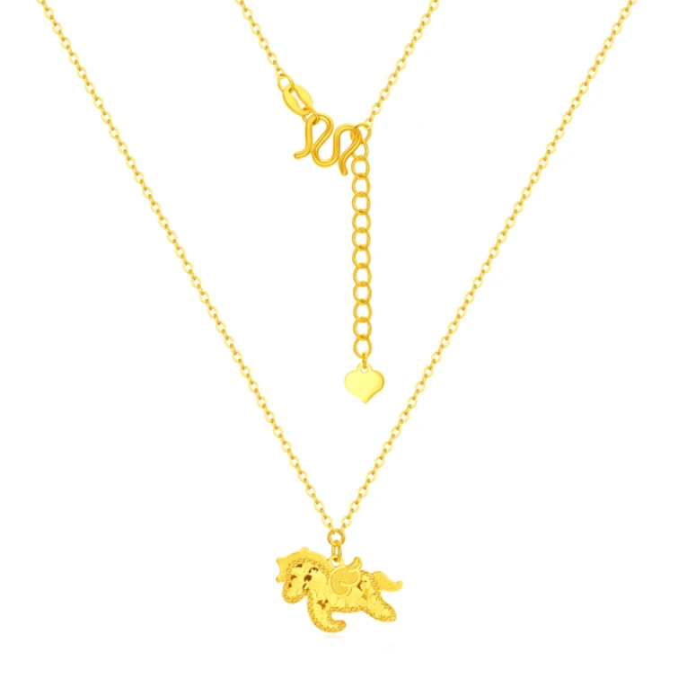 足金5G新款小飞马套链独角兽项链马年生肖礼物跨年礼物GT0142