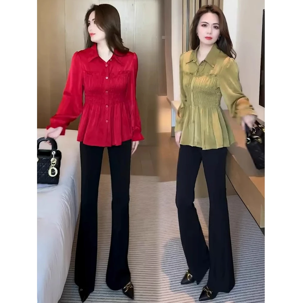 衬衫女2025春季新款时髦洋气收腰显瘦休闲减龄百搭气质长袖上衣潮