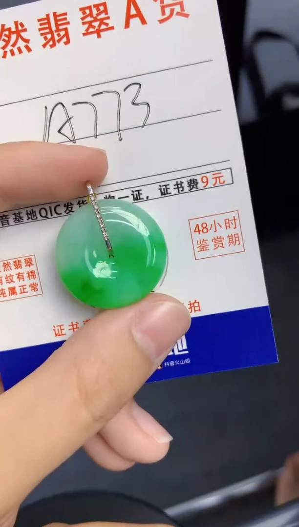 颈饰18K金镶嵌翡翠天然缅甸A货翡翠百元以上9元证书费自理