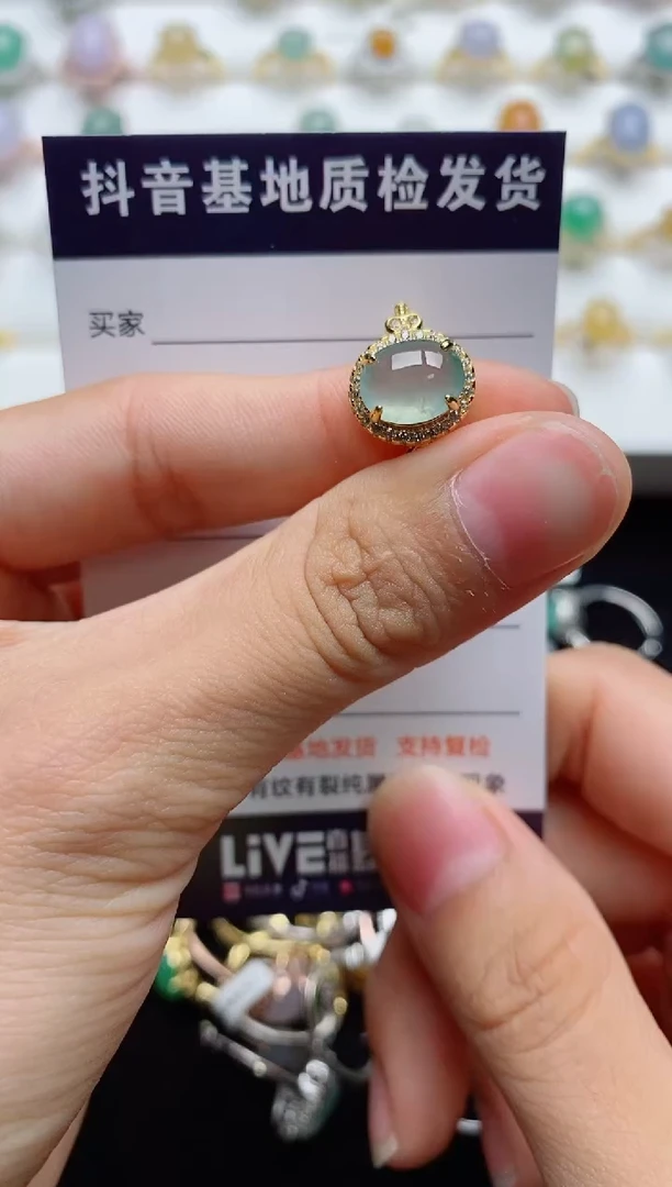 翡翠戒指银S925镶嵌.