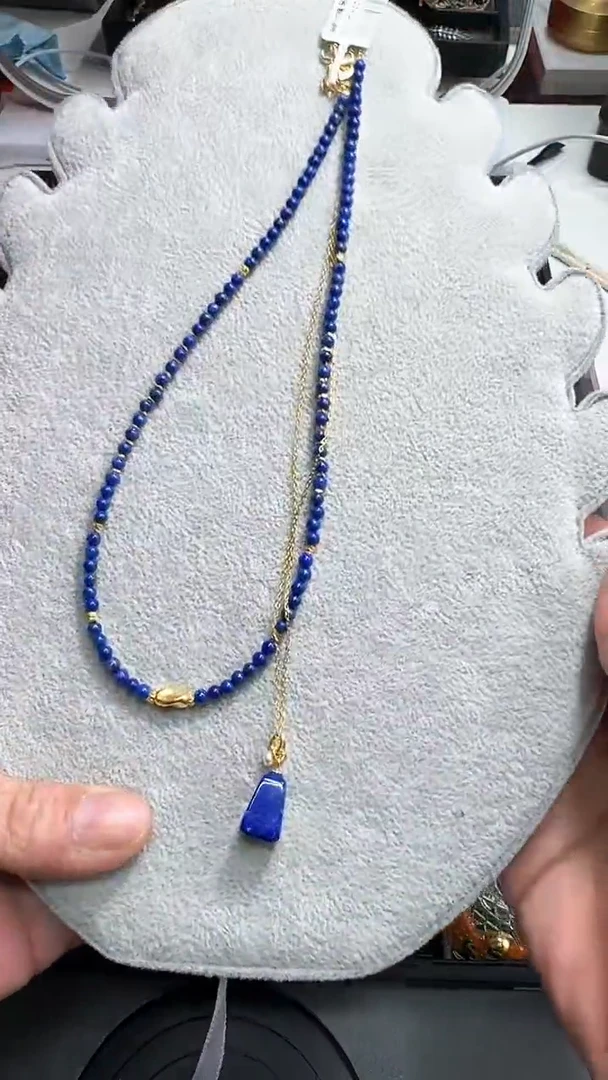 【闪购商品】青金石项链未镶嵌青金石圆珠约3.5-4mm项链