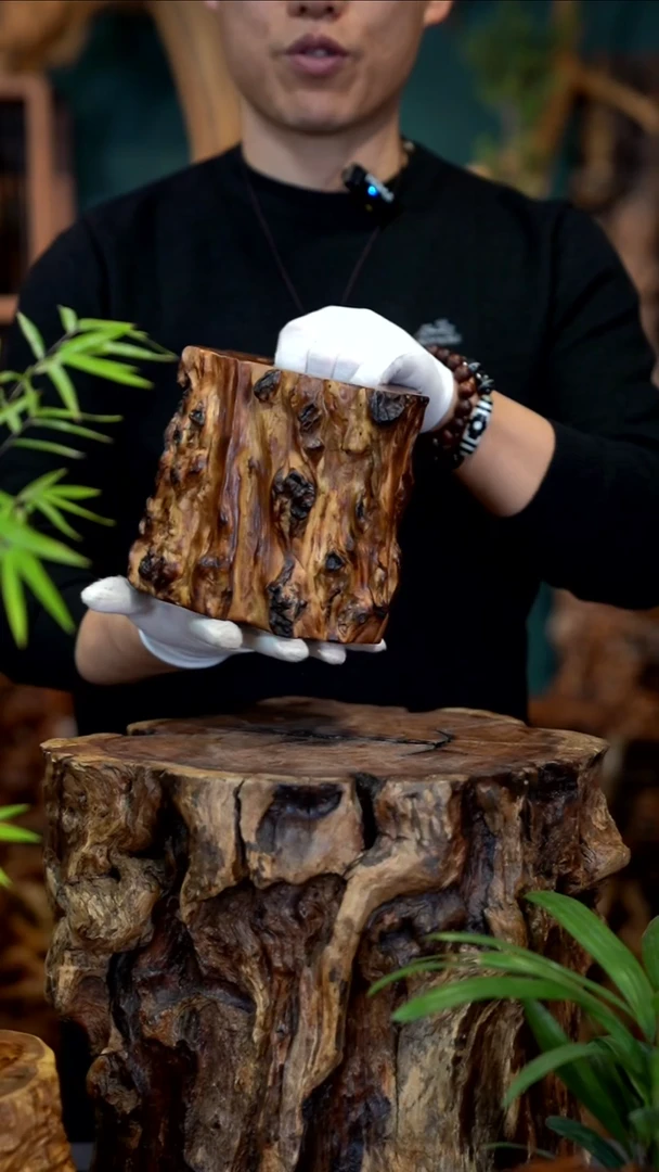 木雷击枣木脱骨老料笔筒