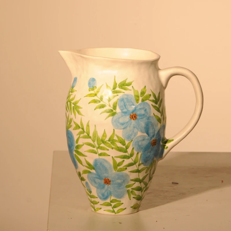 【年货专场】【手捏单耳水壶蓝花冰梅】手绘艺术感花瓶