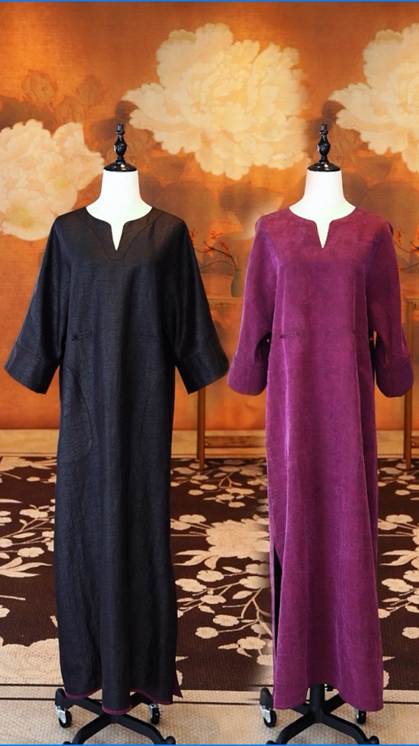 【紫影墨裳】100%桑蚕丝双面双穿香云纱连衣裙