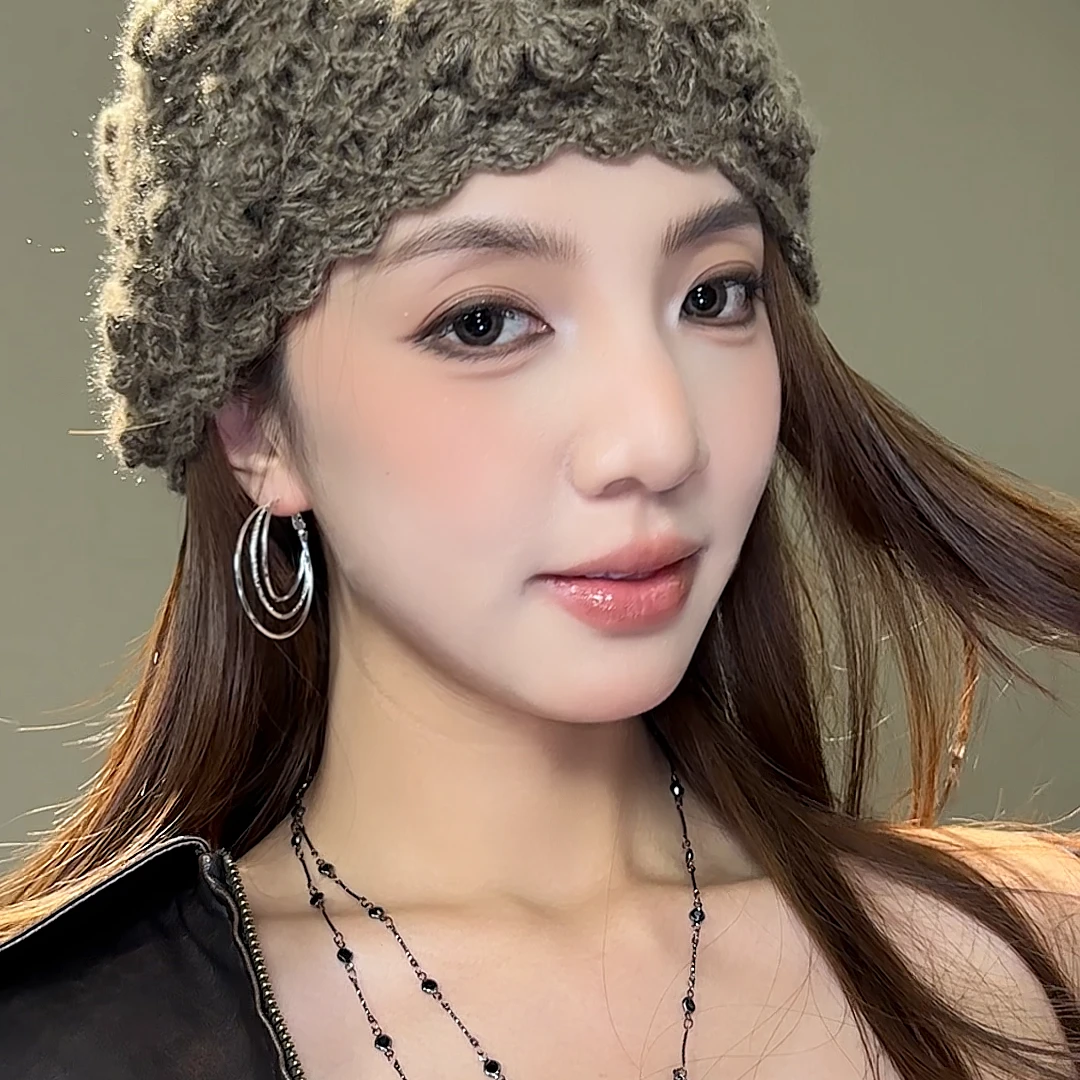 合金耳饰 日韩多层圈圈耳环女镶钻高级感夸张大气耳钉百搭时尚