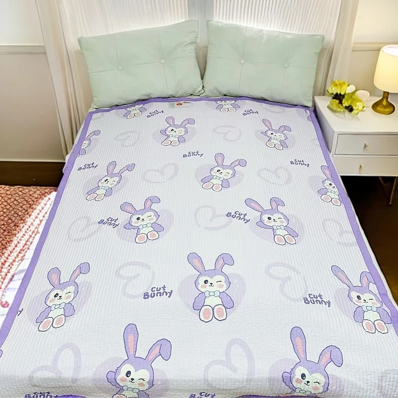 【单人床盖】150*200紫色星黛露四季水洗棉印花防滑加密绗缝±5