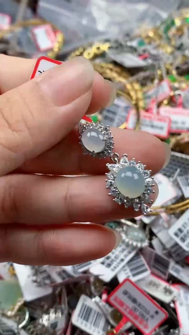 银S925镶嵌戒指翡翠天然A货缅甸翡翠