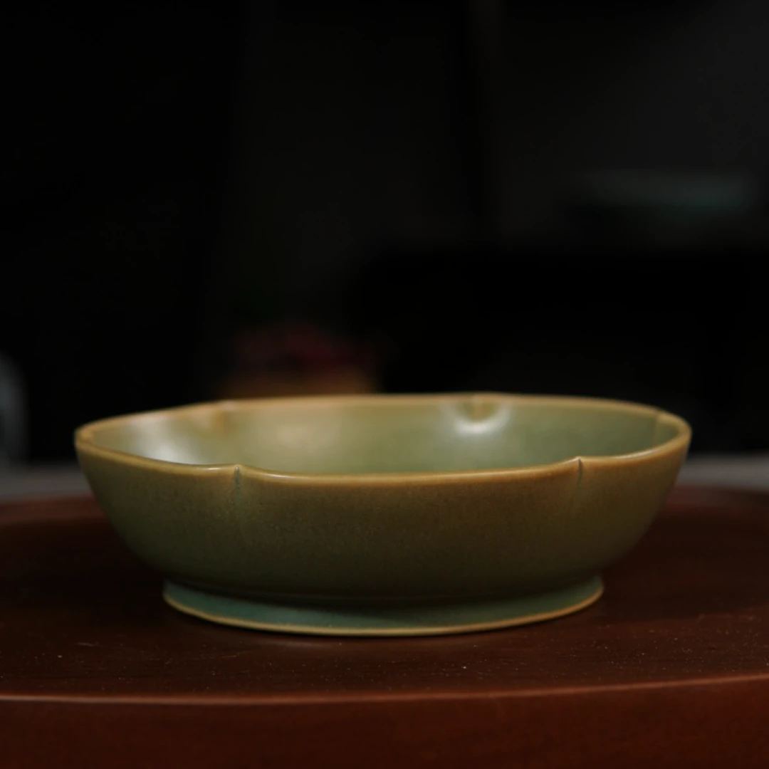 【柴房之美】葵口洗手工高档茶杯复古盖碗原矿汝窑开片