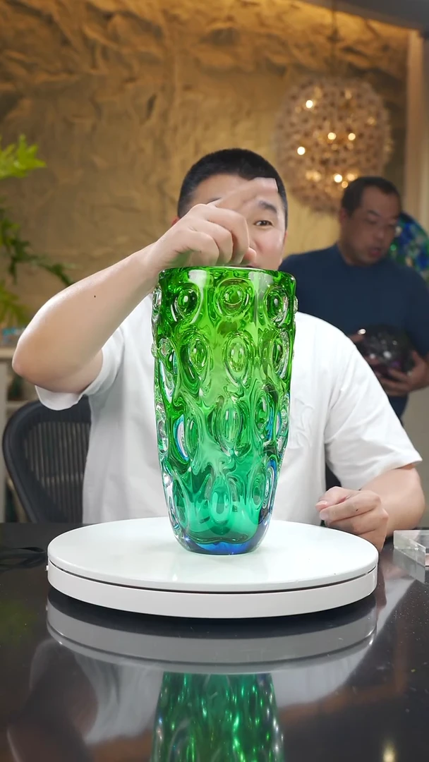 手工艺品琉璃蓝绿色设计款花器