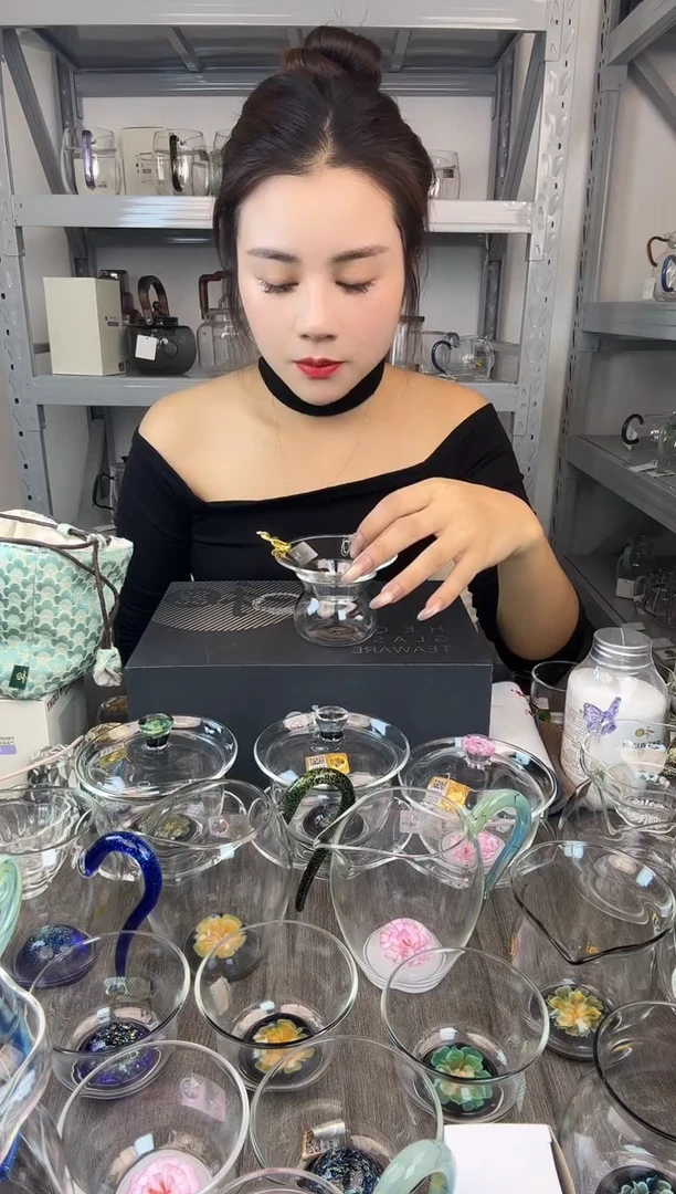 水晶玻璃无盖款禾器  金鱼茶漏